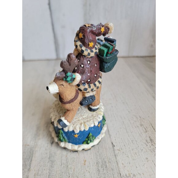 Unique folk art Santa Claus winds up music figure Xmas polar bear - Picture 5 of 8